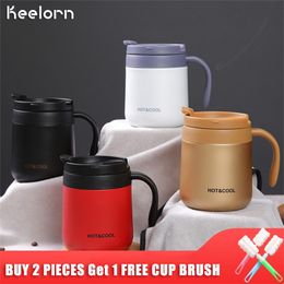 Keelorn 350ML Double wall Stainless Steel Thermos Coffee Mug Portable Car Vacuum Flasks Travel Business Thermo Cup Water Bottler 201109