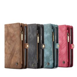 Caseme Magnetic Leather Wallet Cases Zipper Detachable Removable Cover For iphone14 13 12 11 Pro Max XSMax XR samsung