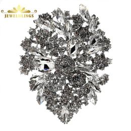 Pins, Brooches Royal Vintage Cluster Clear Crystal Rhinestone Foiled Leaf Teardrop Statement Pear Shaped Pins Wedding Bridal Jewelry