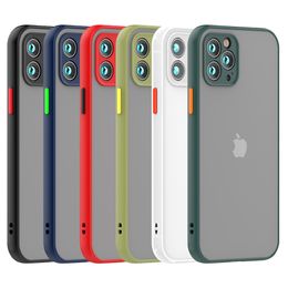 For iPhone 12 Pro Max 6.7 12 6.1 Skin Protective Sleeve Frosted TPU+PC Phone Case ,Matte Shockproof Back Cover D1