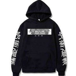 Anime Jujutsu Kaisen Hoodies Gojo Satoru Sweatshirt Harajuku Streetwear Hip Hop Pullover Unisex H1227