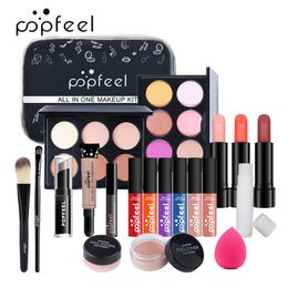 20pcs In 1 Makeup Set Eyeshadow Palette Highlighter Bronzer Concealer Eyeliner Eye Brow Brushes Lipstick Kit KIT002