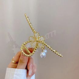 Metal Flower Gold Geometric Hair Claws Vintage Pearl Pendant Hair Clips Headband Hairpin Women Hair Accessories