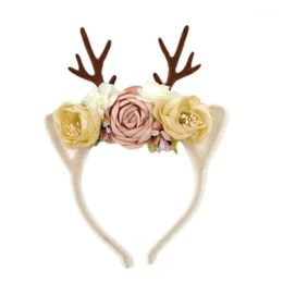 Christmas Decorations Antlers Headband Plastic Flower Cloth Material Adult Children Can Bring Masquerade Headband1