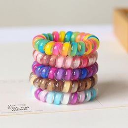 2022 new 7 Colours Fabric Telephone Wire Hair Band Gradient Mermaid Glitter Ponytail Holder Elastic Phone Cord Line Tie Accessories