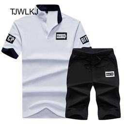 TJWLKJ T Shirt+Shorts Sets Men Letter Printed Summer Suits Casual Tshirt Tracksuits Brand Clothing Streetwwar Tops Tees Set Male LJ201124