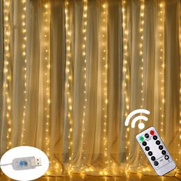 3M LED USB Power Remote Control Curtain Fairy Lights Christmas Garland Lights LED String Lights Party Garden Home Wedding Decor Y200903