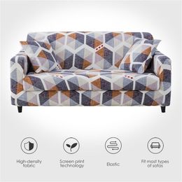 Elastic Sofa Cover for Living Room Spandex Armchair Cover Magic Printed Flower Couch Cover 1/2/3/4 Seater 4 Size Available 201222