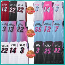 2021 New Dwayne Dwyane 3 Wade Basketball Jersey Jimmy 22 Butler Mens Tyler 14 Herro Bam 13 Adebayo Goran 7 Dragic Kendrick 25 Nunn Orange