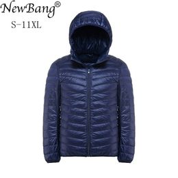 NewBang Plus 11XL 10XL 9XL 8XL Down Coat Male Ultra Light Down Jacket Men Windbreaker Feather Lightweigt Hooded Winter Parka 201223