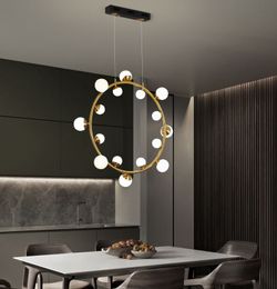 G4 Copper Luxury LED Chandelier Novelty Modern Glass Ball Round Ring Lighting Hanging Fixtures For Living Room Restaurant Bar