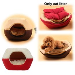 Winter Leopard Dog Puppy Sofa Cushion Pet House Foldable Bed with Mat Soft House Kennel Nest Dog Cat Bed for Small Medium Dogs LJ201203