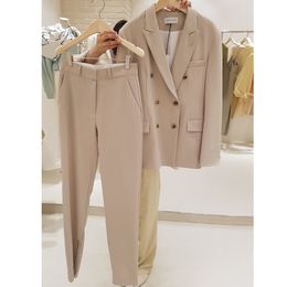 Fashion suit female 2019 spring new long paragraph suit jacket harem pants two sets of temperament loose casual women's clothes T200702