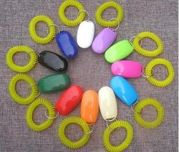 Dog Button Clicker Pet Sound Trainer with Wrist Band Aid Guide Pet Click Training Tool Dogs Supplies 11 Colors 100pcs 2021pop