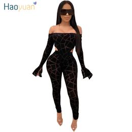 ZOOEFFBB Mesh Plaid Two Piece Set Women Festival Clothing Long Sleeve Bodysuit and Pant 2 Piece Matching Suit Sexy Club Outfits T200702