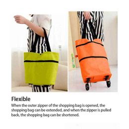 Nxy Shopping Bags Multifunction with Wheels Cart Tug Trolley Case Reusable Portable Fashion Admission Package Large Capacity 0209