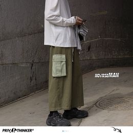 Privathinker Men's Solid Colour Pocket Cargo Pants Man Loose Trousers Korean Style New Fashion Streetwear Male Oversized Pants 201126