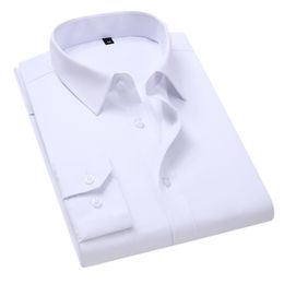 Plus Size 8XL 7XL 6XL 5XL 4XL Mens Business Casual Long Sleeved Shirt Solid Color White Black Cotton Social Dress Shirts 201123