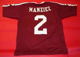 Custom Football Jersey Men Youth Women Vintage 2 JOHNNY MANZIEL CUSTOM A&M AGGIES Rare High School Size S-6XL or any name and number jerseys