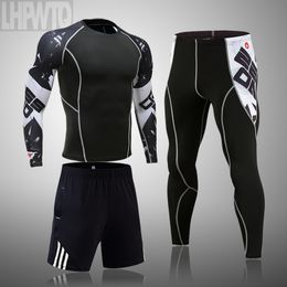 Men's Sportswear Suits Gym Compression Suit Running Clothes MMA Fitness winter Sports Thermal underwear Training Tights /set LJ201125