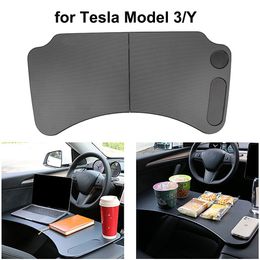 Car Table Board Laptop Desk For Tesla Model 3 Y Steering Wheel Universal Eat Drink Food Coffee Holder Tray Mount Work Stand Seat