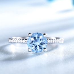 UMCHO Created Sky Blue Topaz Gemstone 925 Sterling Silver Rings for Women Wedding Bands Engagement Fine Jewellery Party Gift Y200321