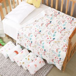 Baby Blanket & Swaddling Newborn Gauze Soft Blanket Solid Bedding Set Cotton Quilt 6 layer baby towel LJ201105