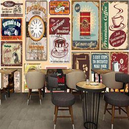 Custom 3D Wallpaper Retro Nostalgic Coffee Shop Bar Western Restaurant Background Wall Mural Papel De Parede Sala Wallpaper 3 D