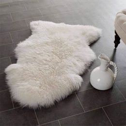 Soft Faux Fur Sheepskin Rug Fluffy Chair Cover Long Hair Children's Bedroom Mat Plush Wool Hairy Carpet Pad Seat Area Furry Rugs 220301