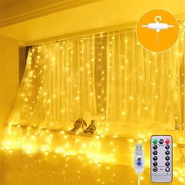 USB DC5V LED Fairy String Lights 8 Modes Decorative Garland Curtain Lamp for Christmas Home Holiday Wedding Party Decor Y201020