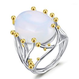 Wedding Rings Vintage Silver Color Natural Moonstone Ring White Opal Vine For Women Romantic Anniversary Jewelry Gift Wholesale1