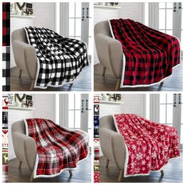 Adults Plaid Printed Blanket Flannel Blankets Thickening Square Quilt Plush Blanket Winter Couch Warm Bedding Supplies 5 Colors XTL468-1