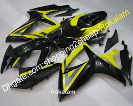 ABS Plastic Fairings For Suzuki 06 07 GSXR 600 750 GSX-R750 2006 2007 GSX-R600 K6 Black Yellow Fairing Kit (Injection molding)