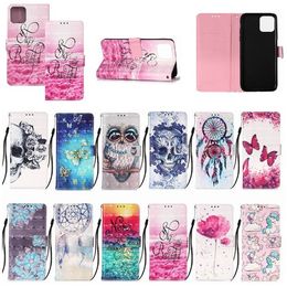 New fashion dream catcher butterfly flower imprinted flip leather wallet case for iphone 12 11 pro max x xr xs max 6 7 8 plus