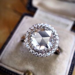 Bling Zircon Ring Women Girl Round Zircon Finger Ring Gift for Love Girlfriend Fashion Jewelry Size 6-10