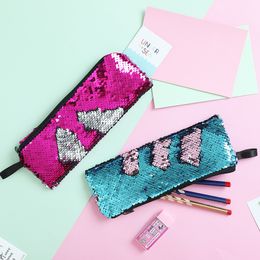 Mermaid Sequins Makeup Pouch For Women Cute Pencil Case For Student Zipper Clutch Handbag Cosmetic Storage Bag Coin Bags HHA3254