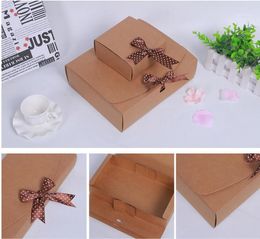 Gift Wrap Vintage Kraft Paper Box For Cake Cardboard Packaging With Ribbon Rectangle Storage Cosmetic DIY Craft Packing1