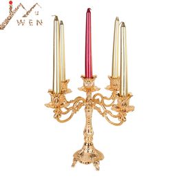 Metal Candle Holders Luxurious Design Candlestick Tabletop Candle Stand Wedding Decoration Delicate Candelabra Home Decor T200703