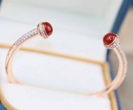 Luxurious quality opened bangle with diamond and nature stone in malachite and red agate for women wedding Jewellery gift free shipping PS8269