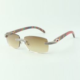 Designer double row diamond sunglasses 3524026 with peacock wooden legs glasses, Direct sales, size: 56-18-135mm