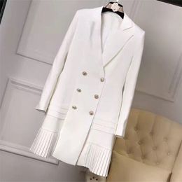 HIGH QUALITY New Fashion Runway Designer Dress Women's Long Sleeve Notched Collar Double Breasted Buttons Dress 201204