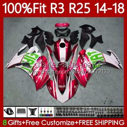 Injection OEM Fairings For YAMAHA YZFR3 YZFR25 YZF-R25 2014-2018 Bodywork 102No.181 YZF-R3 YZF R3 Metal red R25 14 15 16 17 18 YZF R 3 25 2014 2015 2016 2017 2018 Body Kit