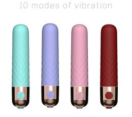Rechargeable Vibrating Mini AV Bullet 10 Modes Vibration G-Spot Vibrator Waterproof Powerful Masturbator Sex Toys for Women