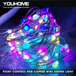 Colour LED String Lights Remote control Silver wire waterproof fairy light USB supply for home christmas wedding party home décor Y201020