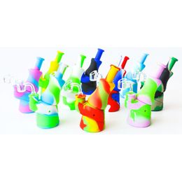 6.5inches Silicone Bong hookahs portable Water Pipes Removable recycler dab rig recycled unbreakable