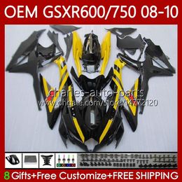 Injection Mold For SUZUKI Body GSXR 600 750 CC 600CC 750CC GSXR600 K8 GSX-R750 88No.37 GSXR-600 GSXR-750 08 09 10 GSXR750 GSX-R600 2008 2009 2010 OEM Fairing yellow stock