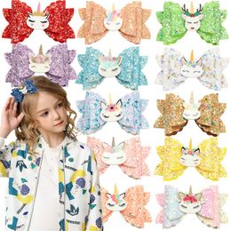 Unicorn Bow Hairpin Gretel Elk Children Party Bowknot Cute Hair Accessories Sequins Kids Colorful Hot Sale 2 99wj M2