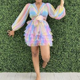 rainbow tulle Australia - Skirts 2022 Pretty Candy Rainbow Layered Tulle Tiered Ruffles Short Tutu Skirt Women Custom Made Plus Size