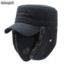 XdanqinX Winter New Style Men's Earmuffs Cap Bomber Hats Thicker Plus Velvet Warm Women's Resist The Snow Ski Caps Unisex Y200110