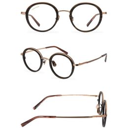 Fashion Sunglasses Frames Belight Optical Wood With Titanium Round Shape Men Women Vintage Retro Prescription Eyeglasses Frame Eyewear HL910